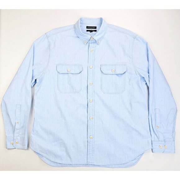 Banana Republic Size XL Mens Denim Style Powder Blue Untucked Standard Fit Shirt - Picture 1 of 9
